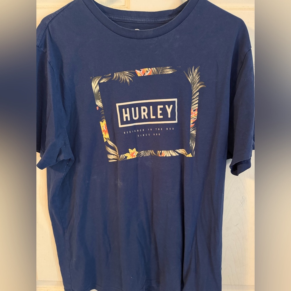 Hurley Navy Logo Print Tee